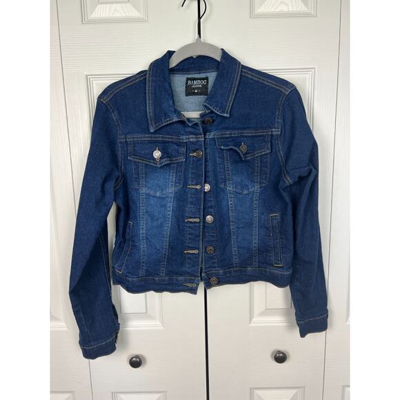 Dark Wash Denim Jean Jacket 90s Y2K Western Cowgirl Medium Spring - Picture 5 of 6